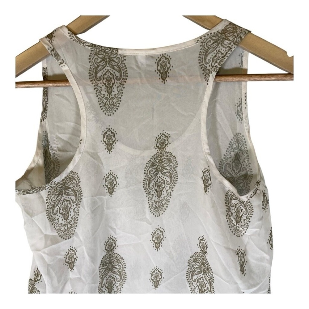 Women's Sheer Tank Top Size Small 36 White Green Lightweight Casual Boho Brazil - Picture 5 of 7
